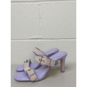 NEW White house black market lavender double buckle 2 strap sandal heel sz6.5
